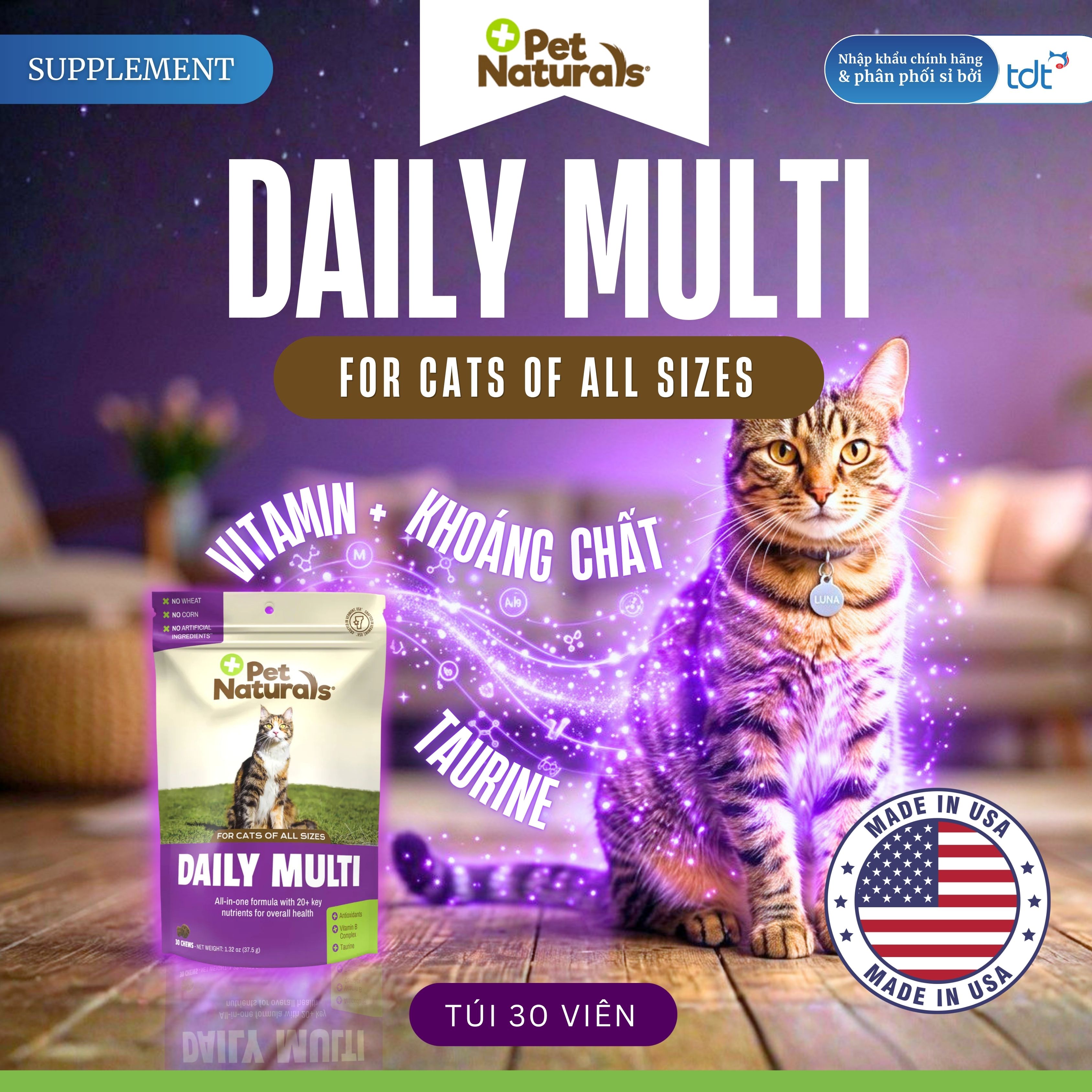 (SUPPLEMENT) SẢN PHẨM HỖ TRỢ CHO MÈO - DAILY MULTI FOR CATS 30 CHEWS